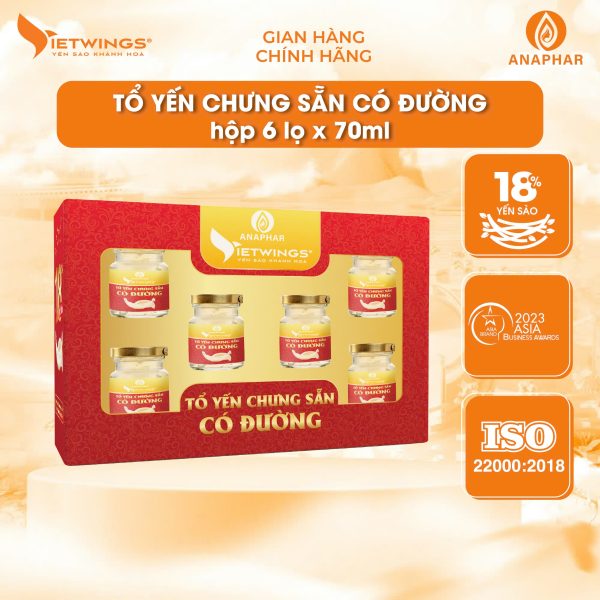 Tổ yến chưng sẵn có đường (hộp 6 lọ x 70ml)