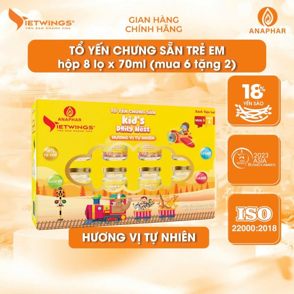 Tổ yến chưng sẵn Kid’s Daily Nest hương vị tự nhiên (hộp 8 lọ x 70ml)